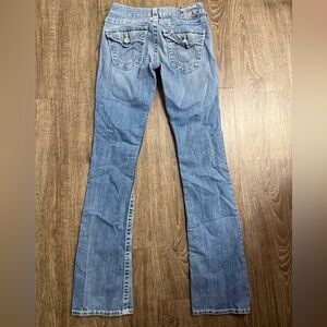 True Religion Low Rise Bootcut Jeans Womens 24 Made USA Flap Pocket Denim